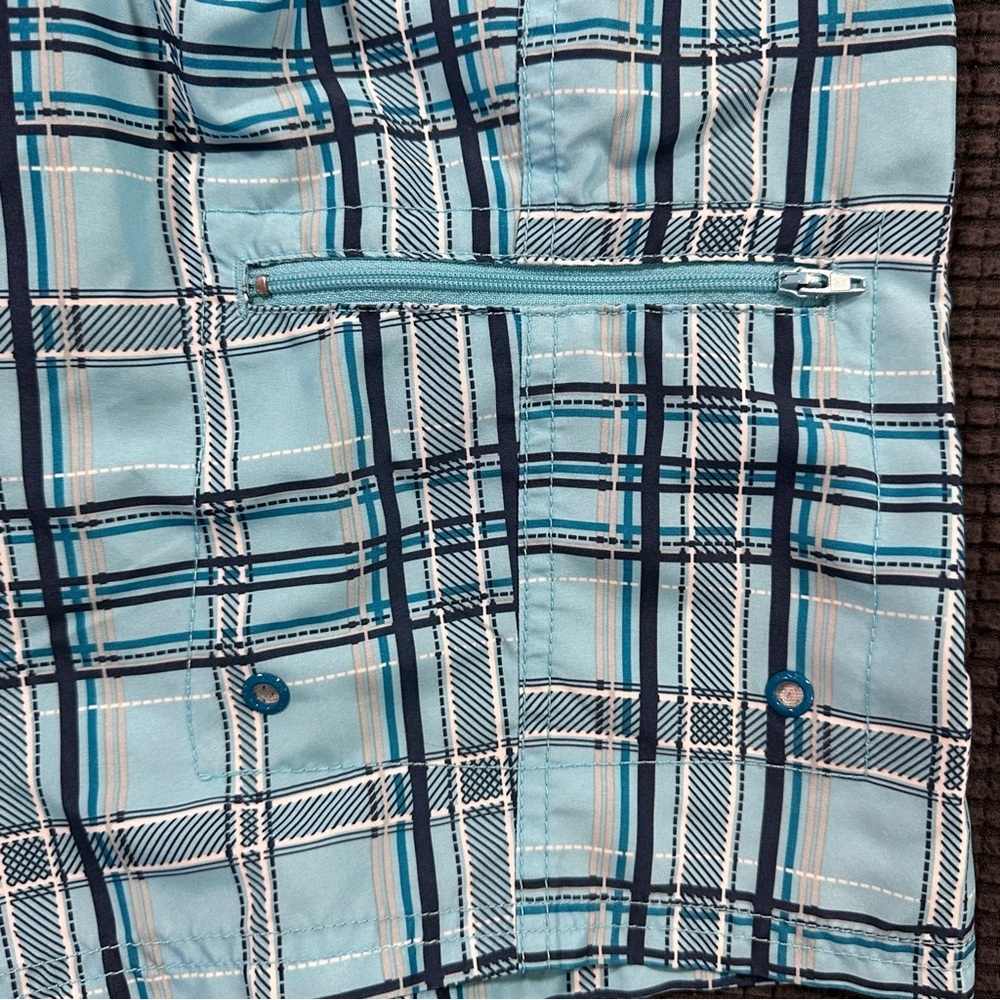 Nike Board Shorts Mens Size 34 Blue Plaid Drawstring Swim Surf Trunks - Picture 7 of 8